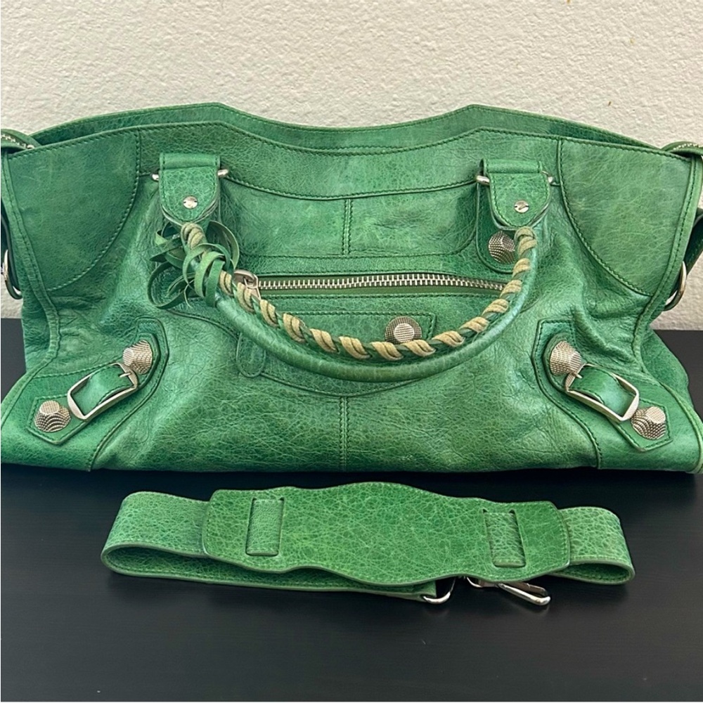 Balenciaga City Bag Giant 21 in Green with Silver Hardware